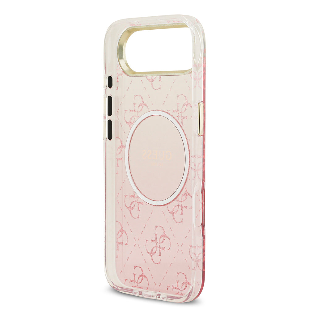 Apple iPhone 17 Air Kılıf Guess Orjinal Lisanslı M-safe Şarj Özellikli 4G Desenli Simli Silikon Kapak Pembe