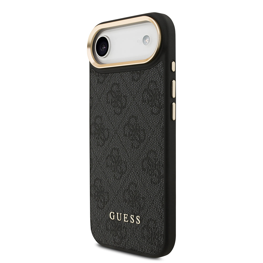Apple iPhone 17 Air Kılıf Guess Orjinal Lisanslı M-safe Şarj Özellikli 4G Metal Büyük Logolu Kartlıklı Kapak Siyah