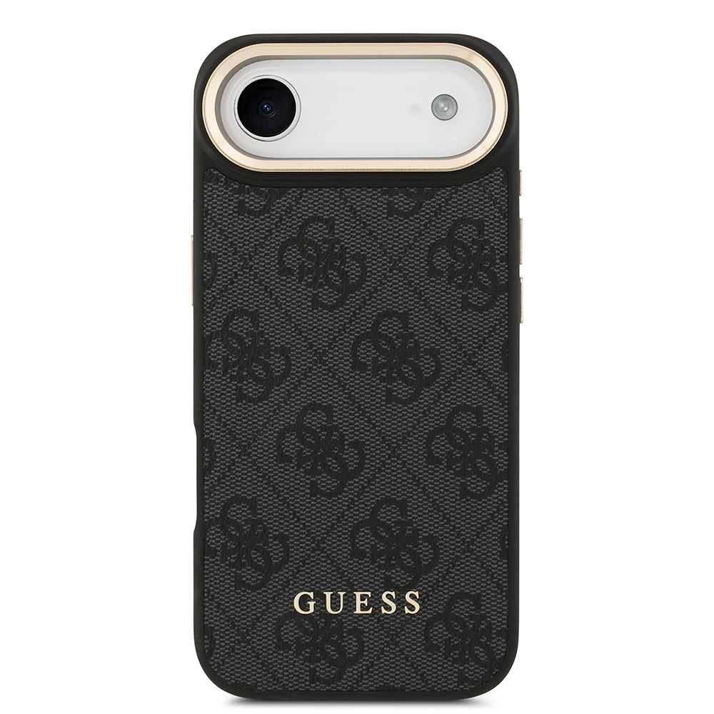 Apple iPhone 17 Air Kılıf Guess Orjinal Lisanslı M-safe Şarj Özellikli 4G Metal Büyük Logolu Kartlıklı Kapak Siyah
