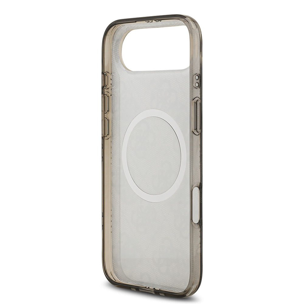 Apple iPhone 17 Air Kılıf Guess Orjinal Lisanslı M-safe Şarj Özellikli IML Peony ve 4G Desenli Klasik Logolu Kapak Siyah