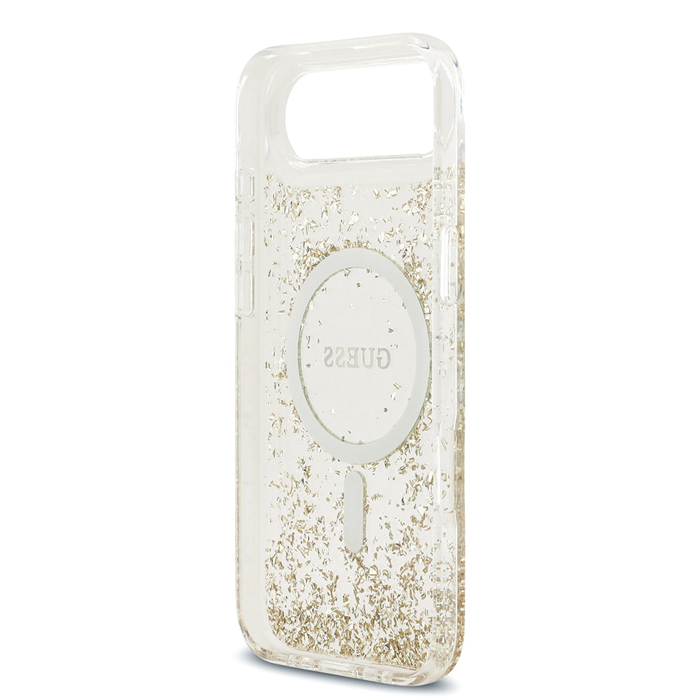 Apple iPhone 17 Air Kılıf Guess Orjinal Lisanslı M-safe Şarj Özellikli Transparan Resin Bottom Kapak Gold