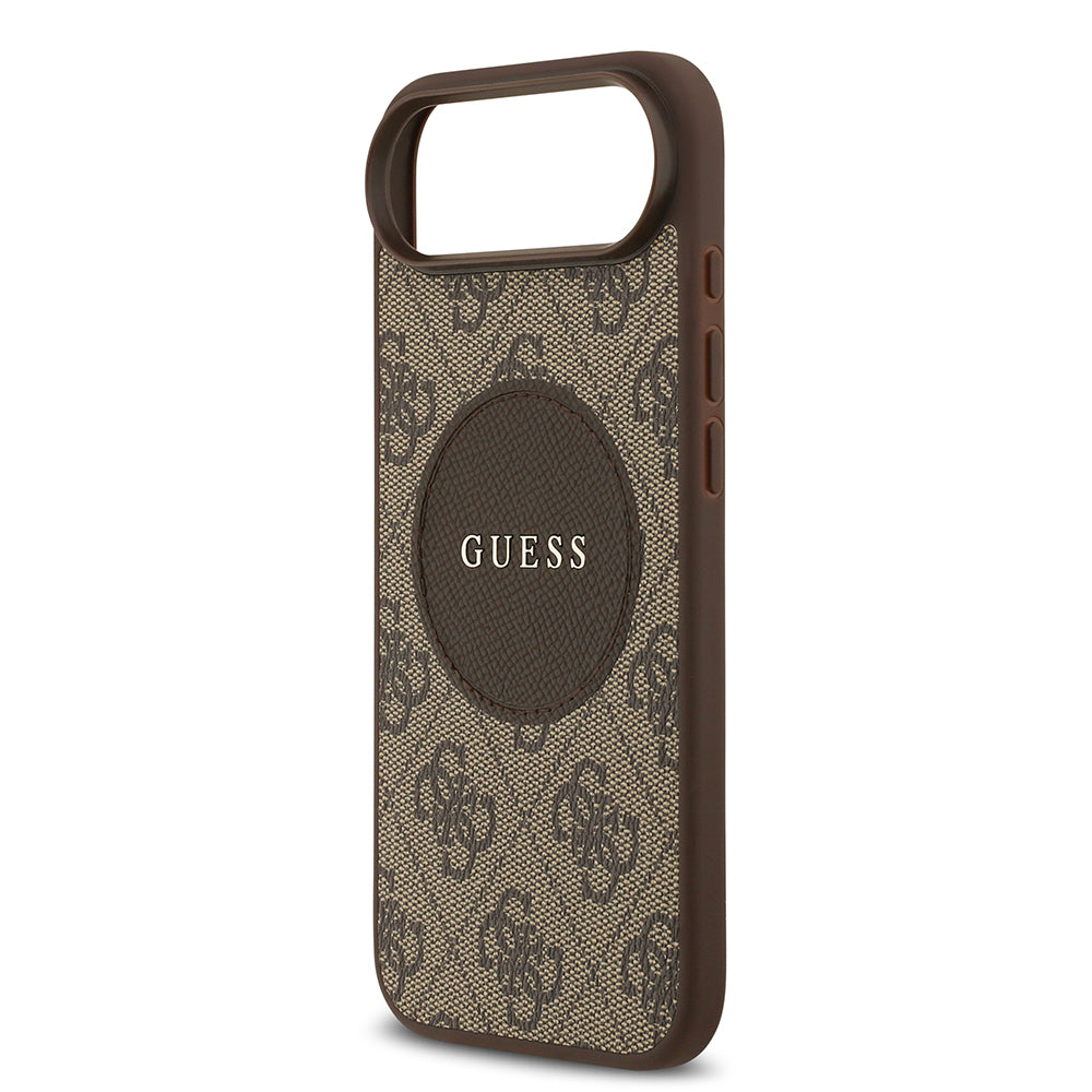 Apple iPhone 17 Air Kılıf Guess Orjinal Lisanslı M-safe Şarj Özellikli Yazı Logolu Circle Classic Kapak  Kahverengi