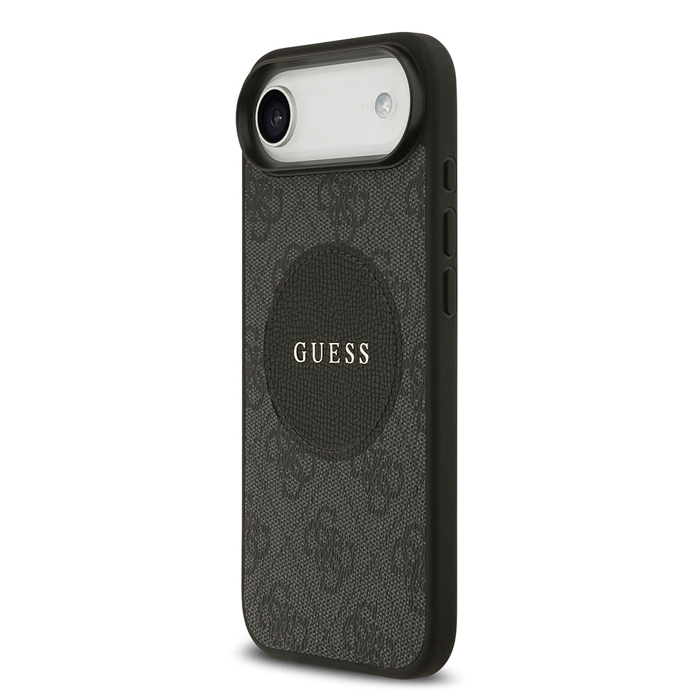 Apple iPhone 17 Air Kılıf Guess Orjinal Lisanslı M-safe Şarj Özellikli Yazı Logolu Circle Classic Kapak Siyah