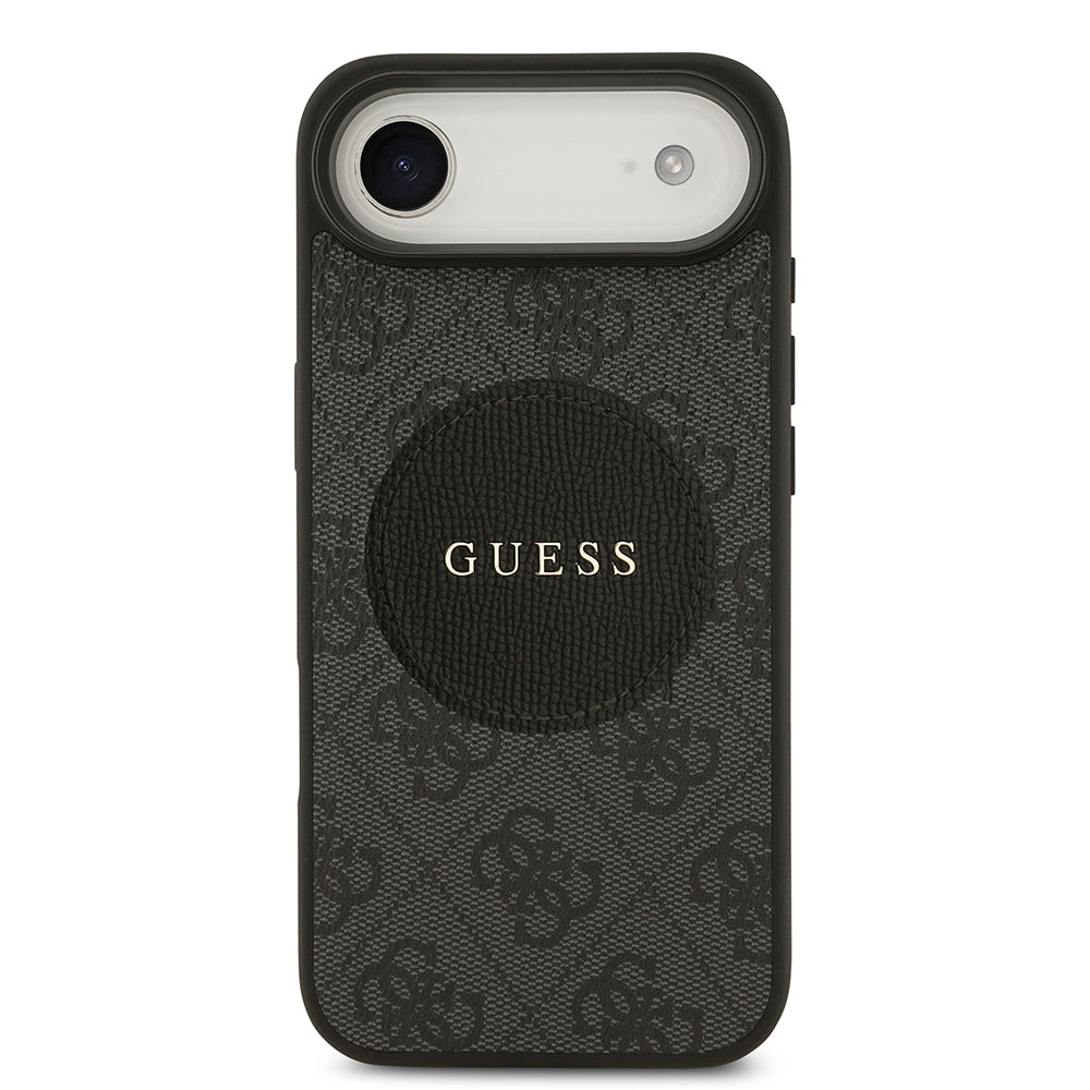 Apple iPhone 17 Air Kılıf Guess Orjinal Lisanslı M-safe Şarj Özellikli Yazı Logolu Circle Classic Kapak Siyah