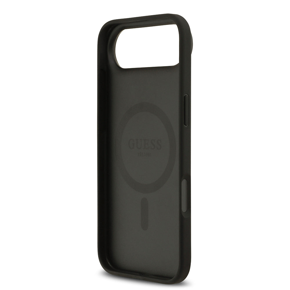Apple iPhone 17 Air Kılıf Guess Orjinal Lisanslı M-safe Şarj Özellikli Yazı Logolu Circle Classic Kapak  Siyah