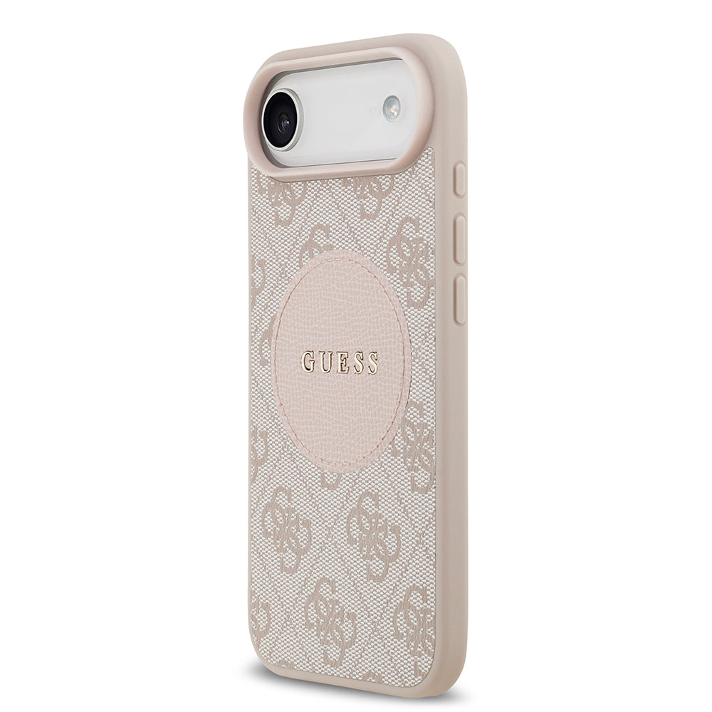 Apple iPhone 17 Air Kılıf Guess Orjinal Lisanslı M-safe Şarj Özellikli Yazı Logolu Circle Classic Kapak Pembe