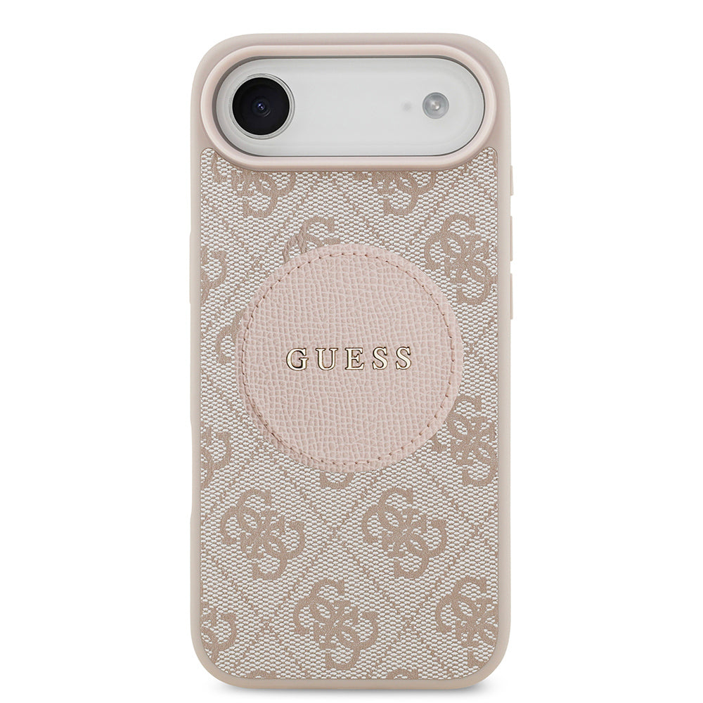 Apple iPhone 17 Air Kılıf Guess Orjinal Lisanslı M-safe Şarj Özellikli Yazı Logolu Circle Classic Kapak Pembe