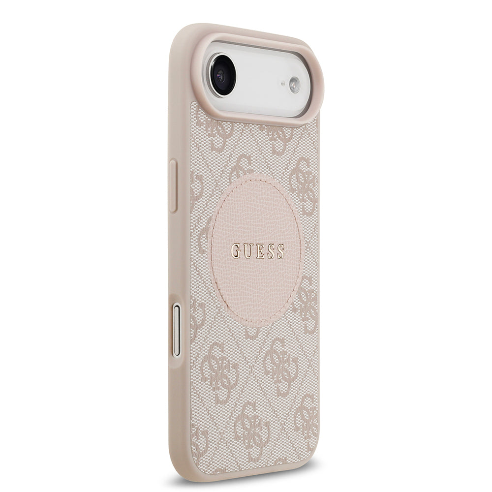 Apple iPhone 17 Air Kılıf Guess Orjinal Lisanslı M-safe Şarj Özellikli Yazı Logolu Circle Classic Kapak  Pembe