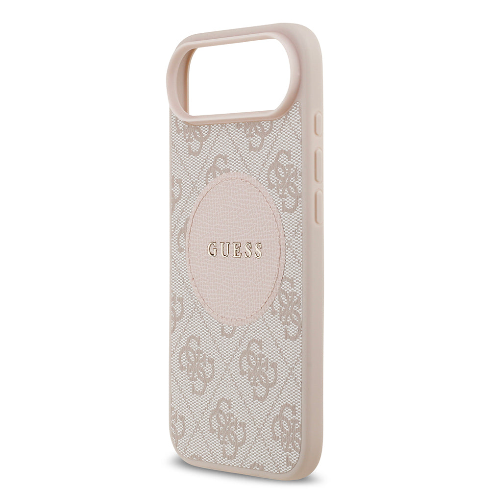 Apple iPhone 17 Air Kılıf Guess Orjinal Lisanslı M-safe Şarj Özellikli Yazı Logolu Circle Classic Kapak  Pembe