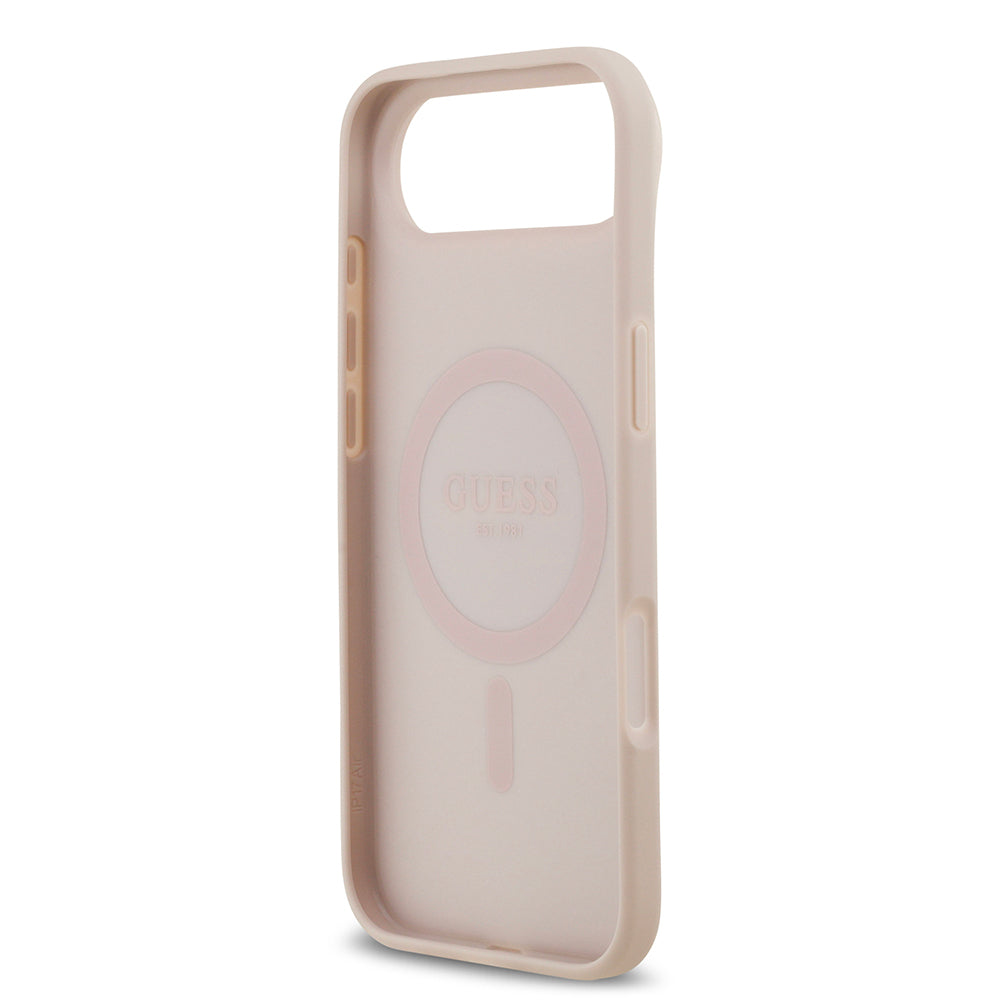 Apple iPhone 17 Air Kılıf Guess Orjinal Lisanslı M-safe Şarj Özellikli Yazı Logolu Circle Classic Kapak  Pembe