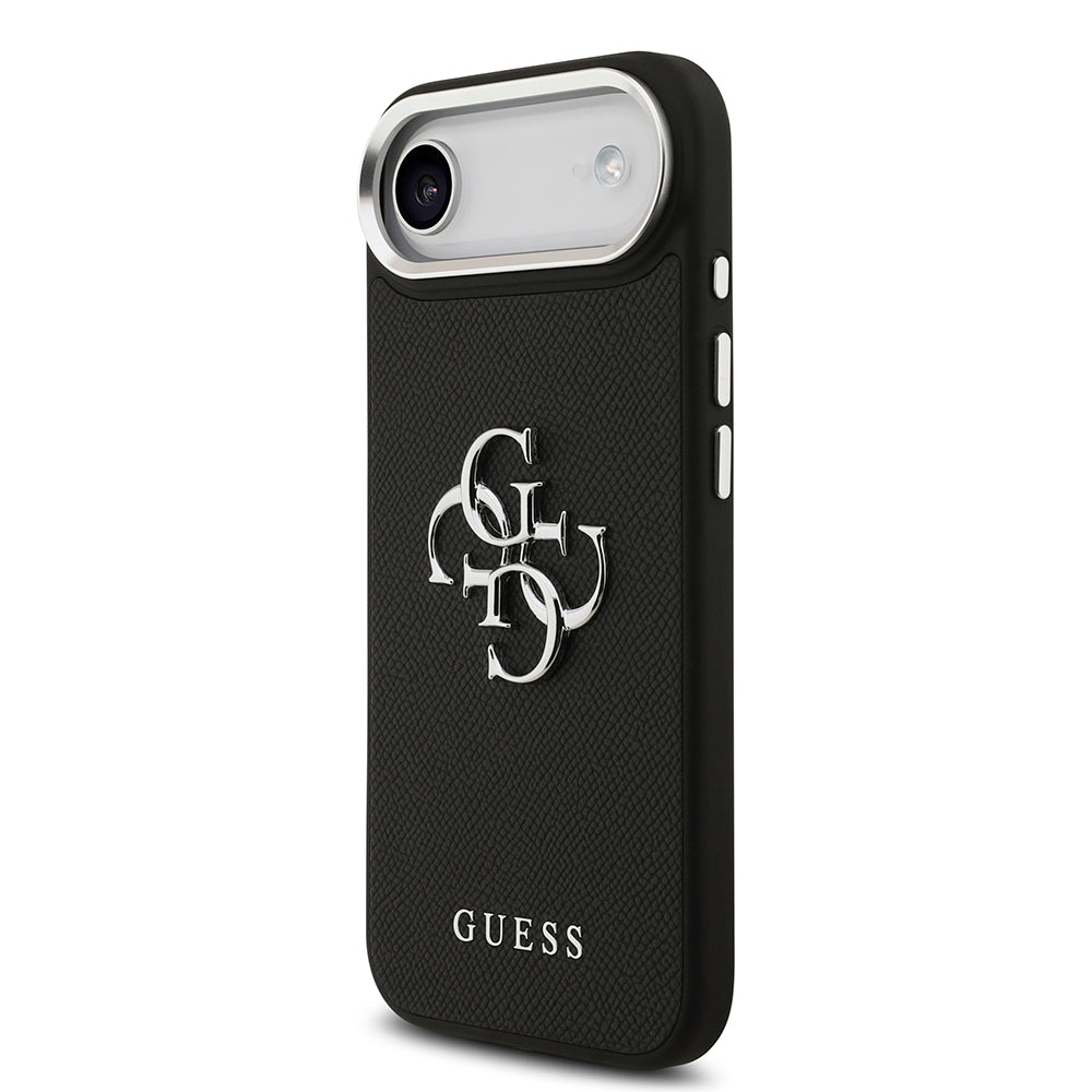 Apple iPhone 17 Air Kılıf Guess Orjinal Lisanslı PU Deri 4G Büyük Metal Logo Dizaynlı Kapak Siyah