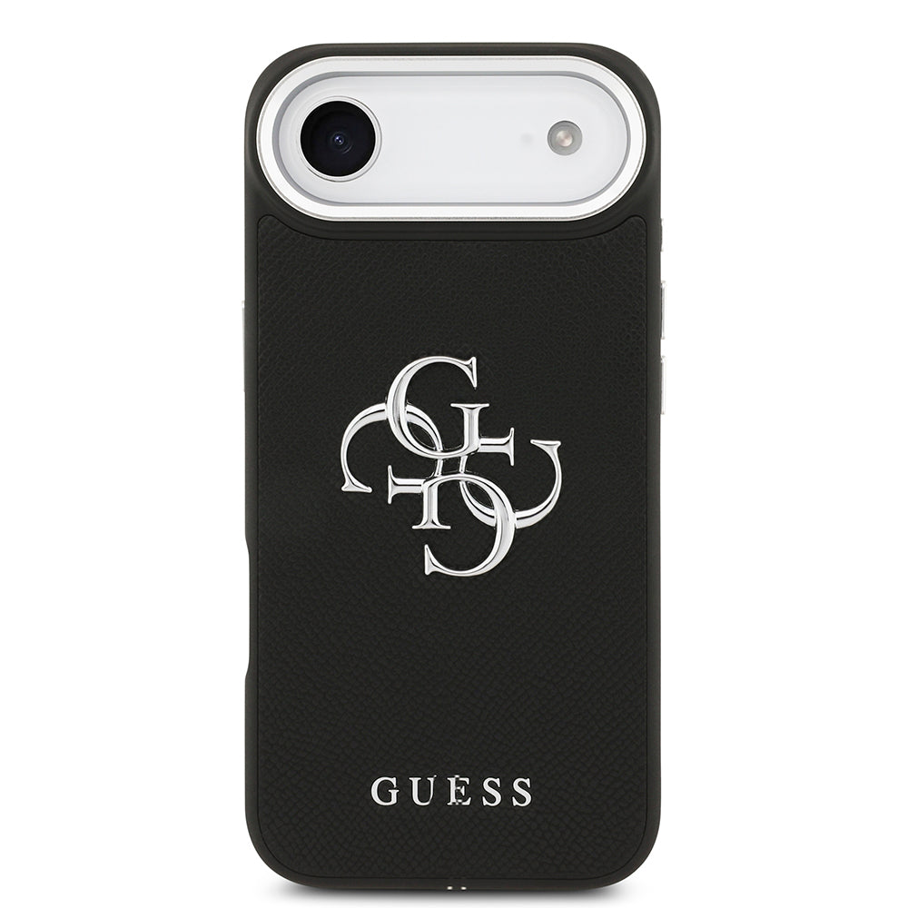 Apple iPhone 17 Air Kılıf Guess Orjinal Lisanslı PU Deri 4G Büyük Metal Logo Dizaynlı Kapak Siyah