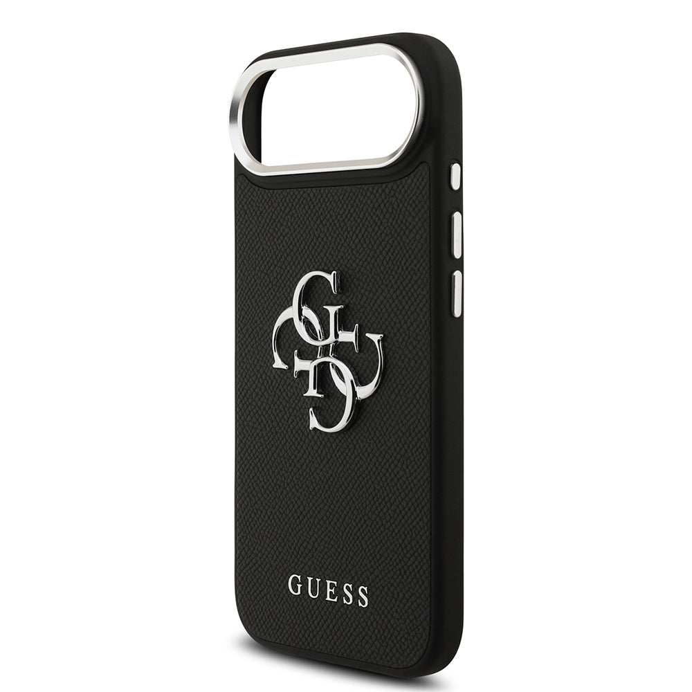 Apple iPhone 17 Air Kılıf Guess Orjinal Lisanslı PU Deri 4G Büyük Metal Logo Dizaynlı Kapak Siyah