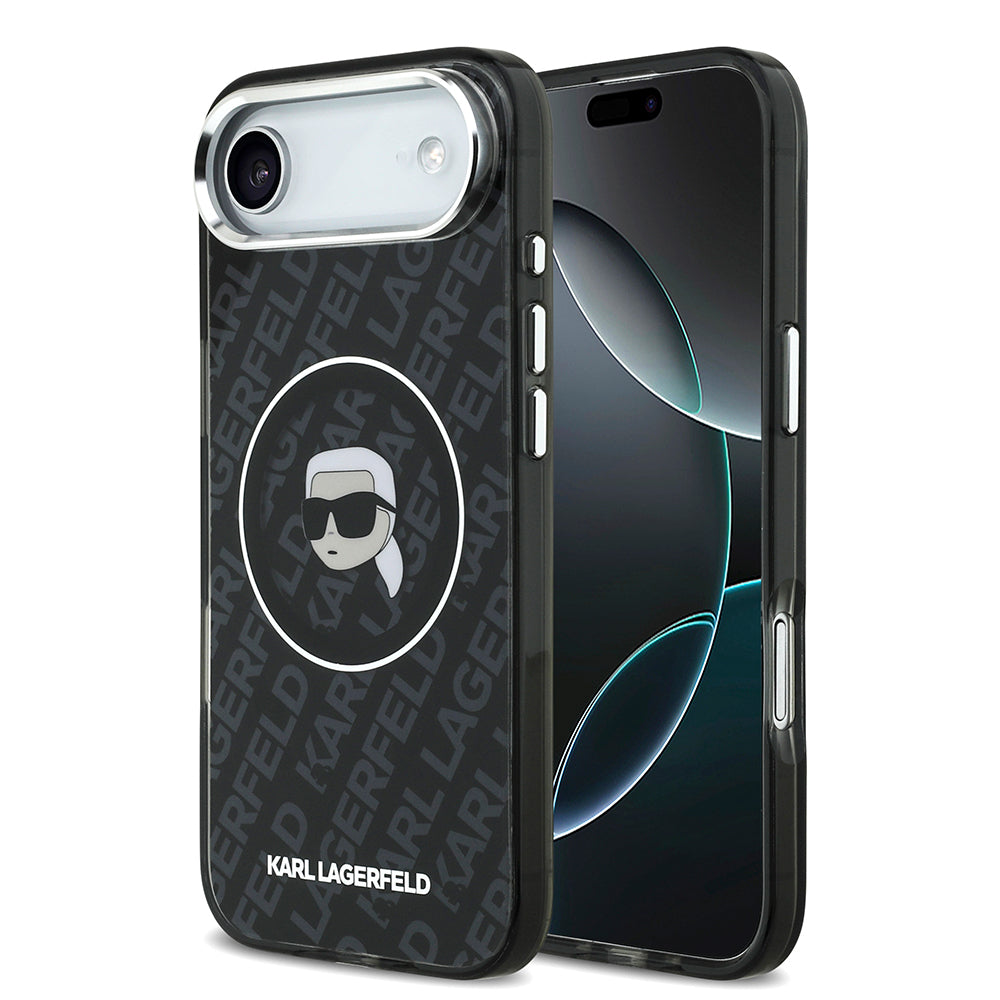 Apple iPhone 17 Air Kılıf Karl Lagerfeld Orjinal Lisanslı IML Baskılı KL Heads Kapak Siyah