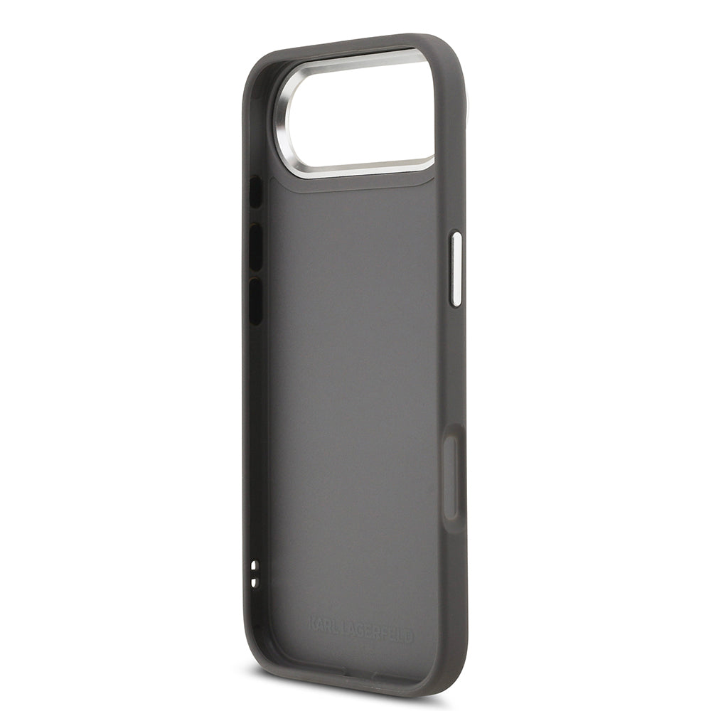 Apple iPhone 17 Air Kılıf Karl Lagerfeld Orjinal Lisanslı Metal Logolu K&C Heads Pin Kapak Gri