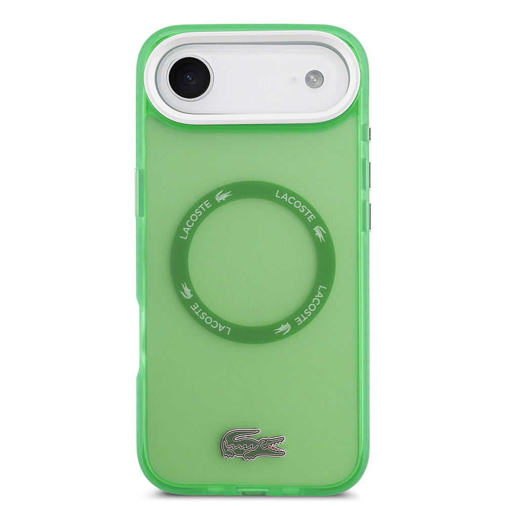 Apple iPhone 17 Air Kılıf Lacoste Orjinal Lisanslı M-safe Şarj Özellikli İkonik Timsah Logolu Buzlu Kapak Yeşil