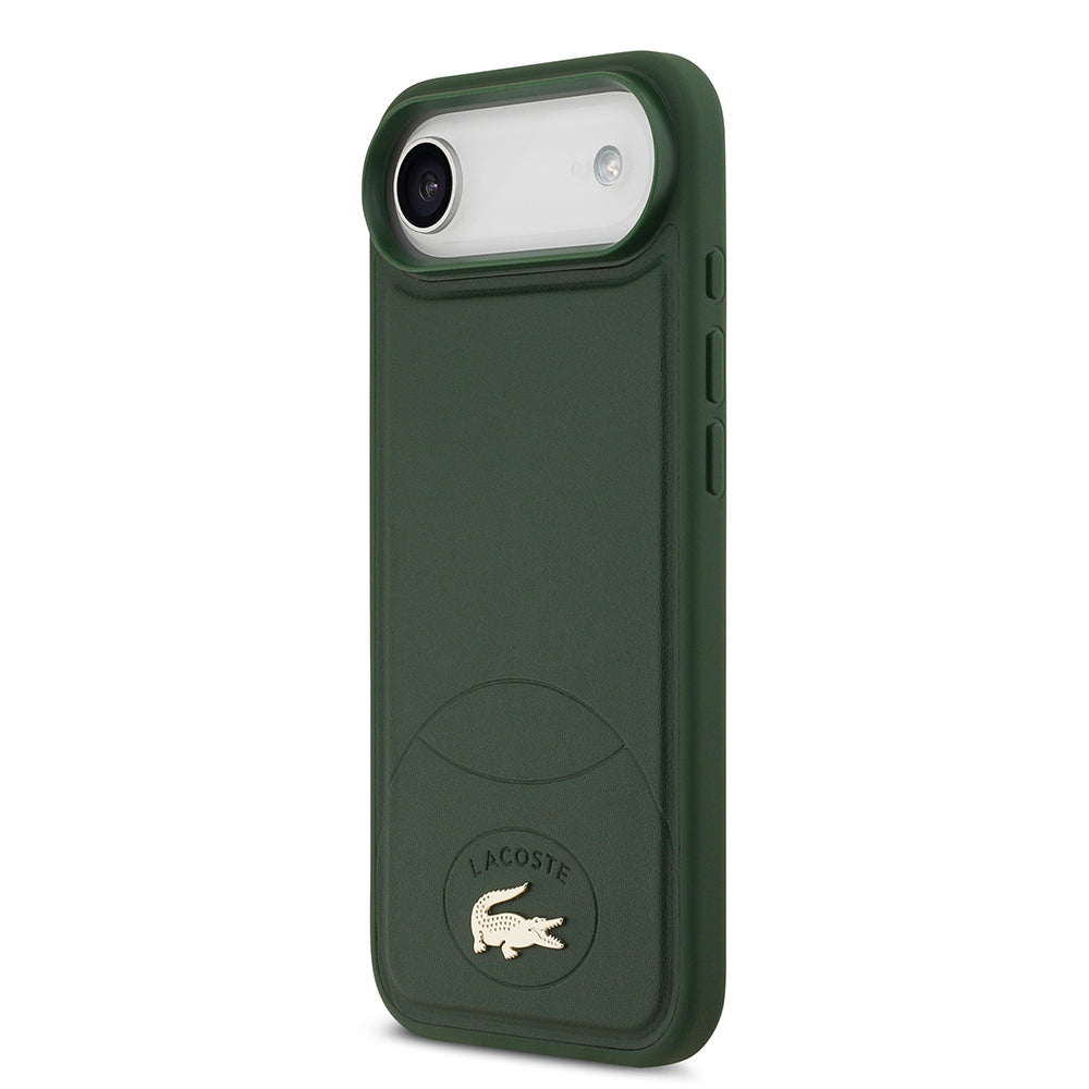 Apple iPhone 17 Air Kılıf Lacoste Orjinal Lisanslı M-safe Şarj Özellikli PU Deri Tasarımlı Metal Logolu Kapak Yeşil