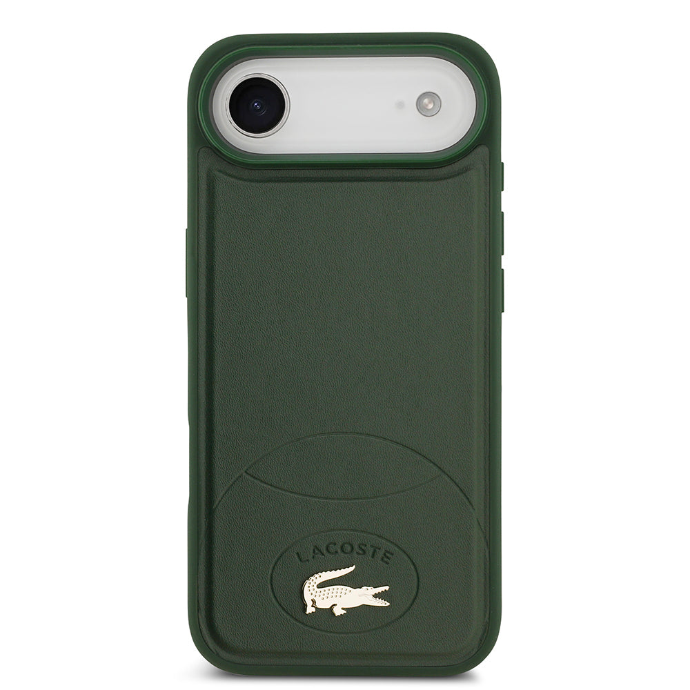 Apple iPhone 17 Air Kılıf Lacoste Orjinal Lisanslı M-safe Şarj Özellikli PU Deri Tasarımlı Metal Logolu Kapak Yeşil