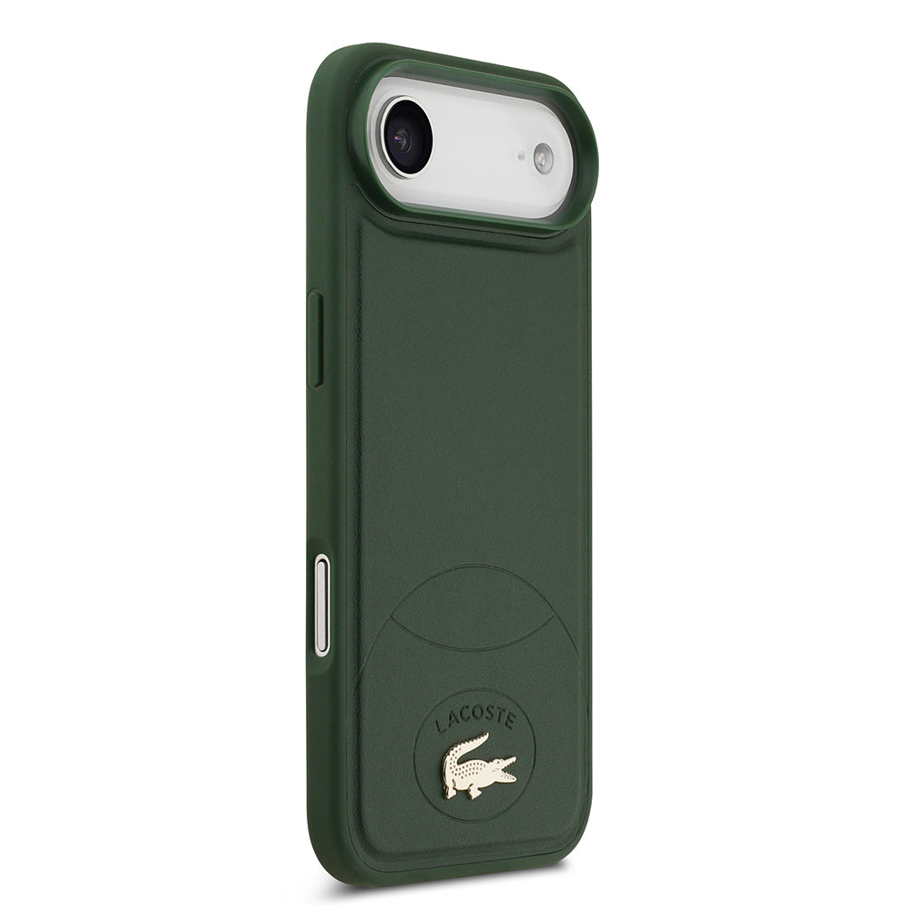 Apple iPhone 17 Air Kılıf Lacoste Orjinal Lisanslı M-safe Şarj Özellikli PU Deri Tasarımlı Metal Logolu Kapak Siyah