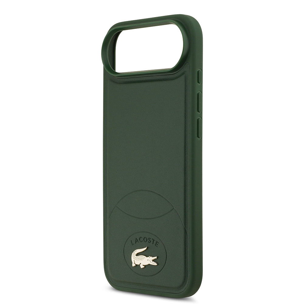 Apple iPhone 17 Air Kılıf Lacoste Orjinal Lisanslı M-safe Şarj Özellikli PU Deri Tasarımlı Metal Logolu Kapak Siyah