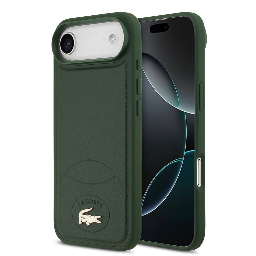Apple iPhone 17 Air Kılıf Lacoste Orjinal Lisanslı M-safe Şarj Özellikli PU Deri Tasarımlı Metal Logolu Kapak Yeşil