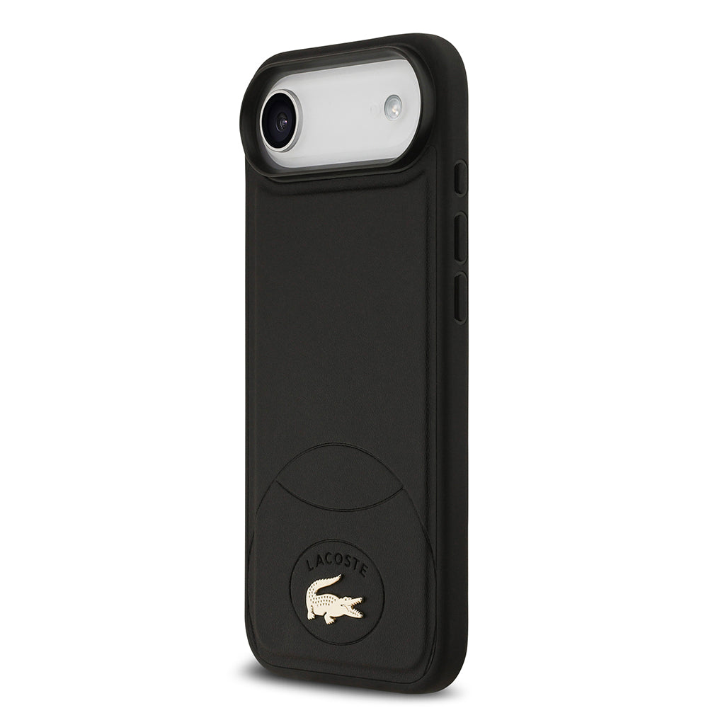 Apple iPhone 17 Air Kılıf Lacoste Orjinal Lisanslı M-safe Şarj Özellikli PU Deri Tasarımlı Metal Logolu Kapak Siyah