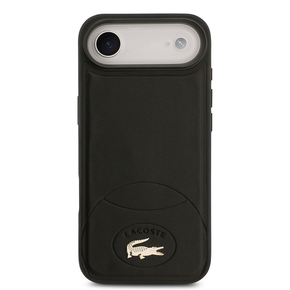 Apple iPhone 17 Air Kılıf Lacoste Orjinal Lisanslı M-safe Şarj Özellikli PU Deri Tasarımlı Metal Logolu Kapak Siyah