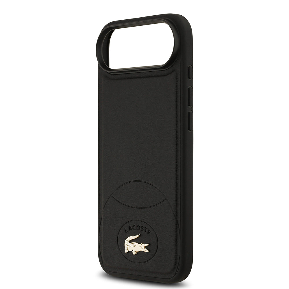 Apple iPhone 17 Air Kılıf Lacoste Orjinal Lisanslı M-safe Şarj Özellikli PU Deri Tasarımlı Metal Logolu Kapak Siyah