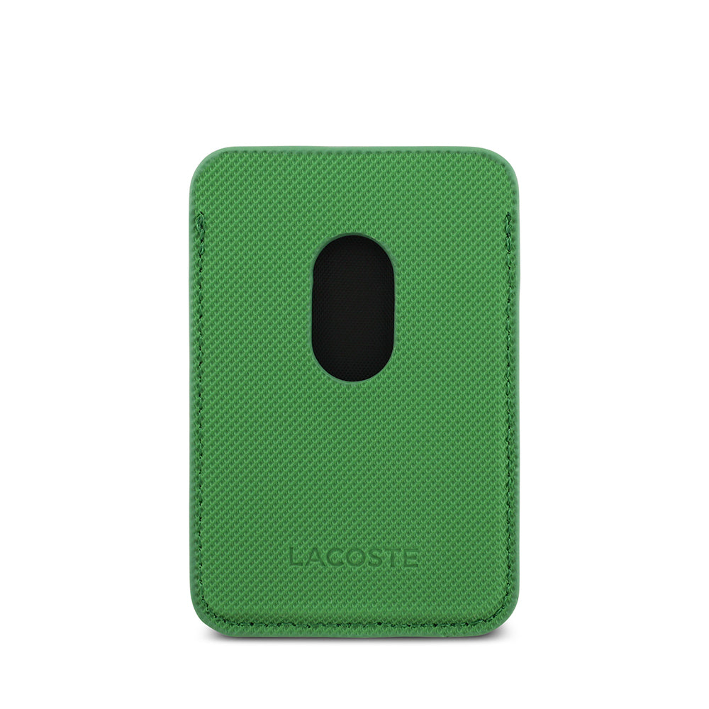 Apple iPhone 17 Air Kılıf Lacoste Orjinal Lisanslı M-safe Şarj Özellikli PU Pike Desenli Metal Logolu Kartlıklı Kapak Yeşil