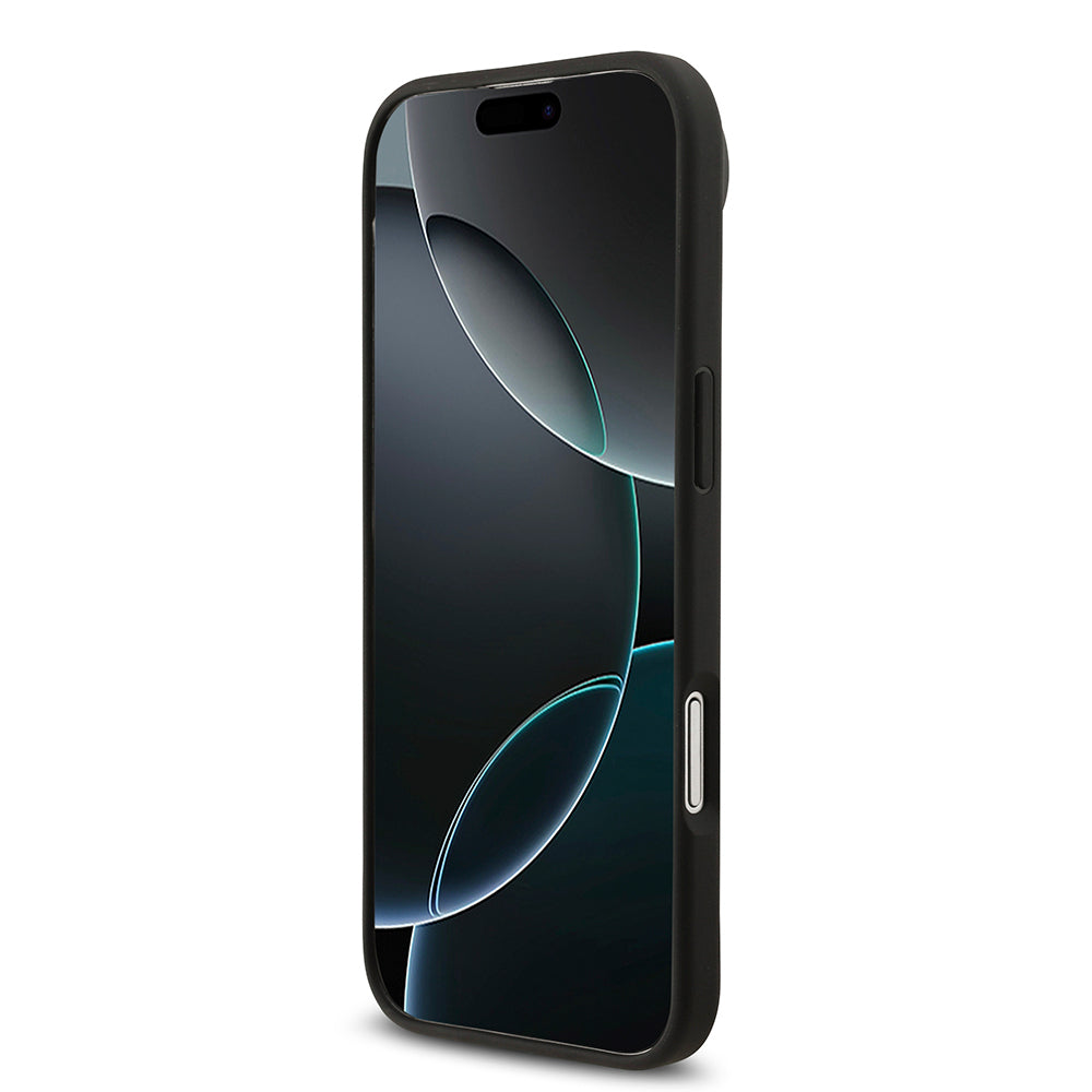 Apple iPhone 17 Air Kılıf Lacoste Orjinal Lisanslı M-safe Şarj Özellikli PU Pike Desenli Metal Logolu Kartlıklı Kapak Siyah