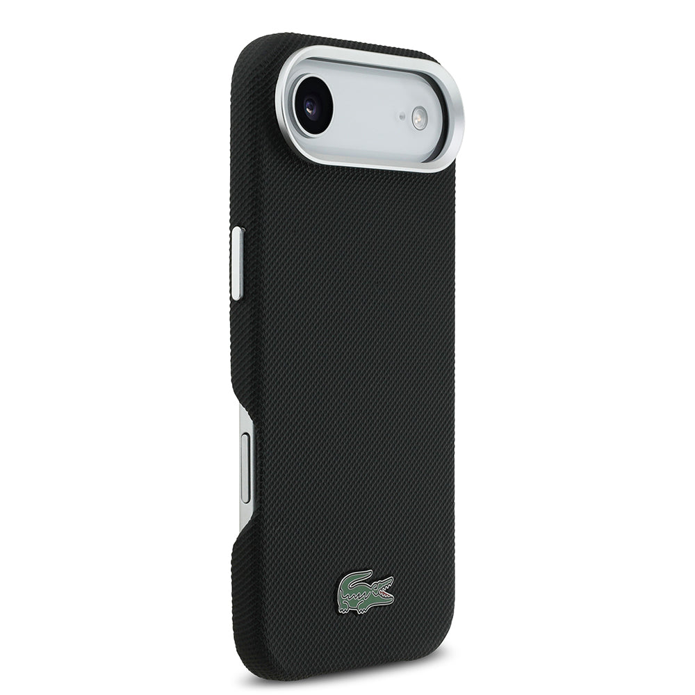 Apple iPhone 17 Air Kılıf Lacoste Orjinal Lisanslı M-Safe Şarj Özellikli PVC Pike Desenli Arka Yüzey İkonik Timsah Dokuma Logolu Kapak Yeşil