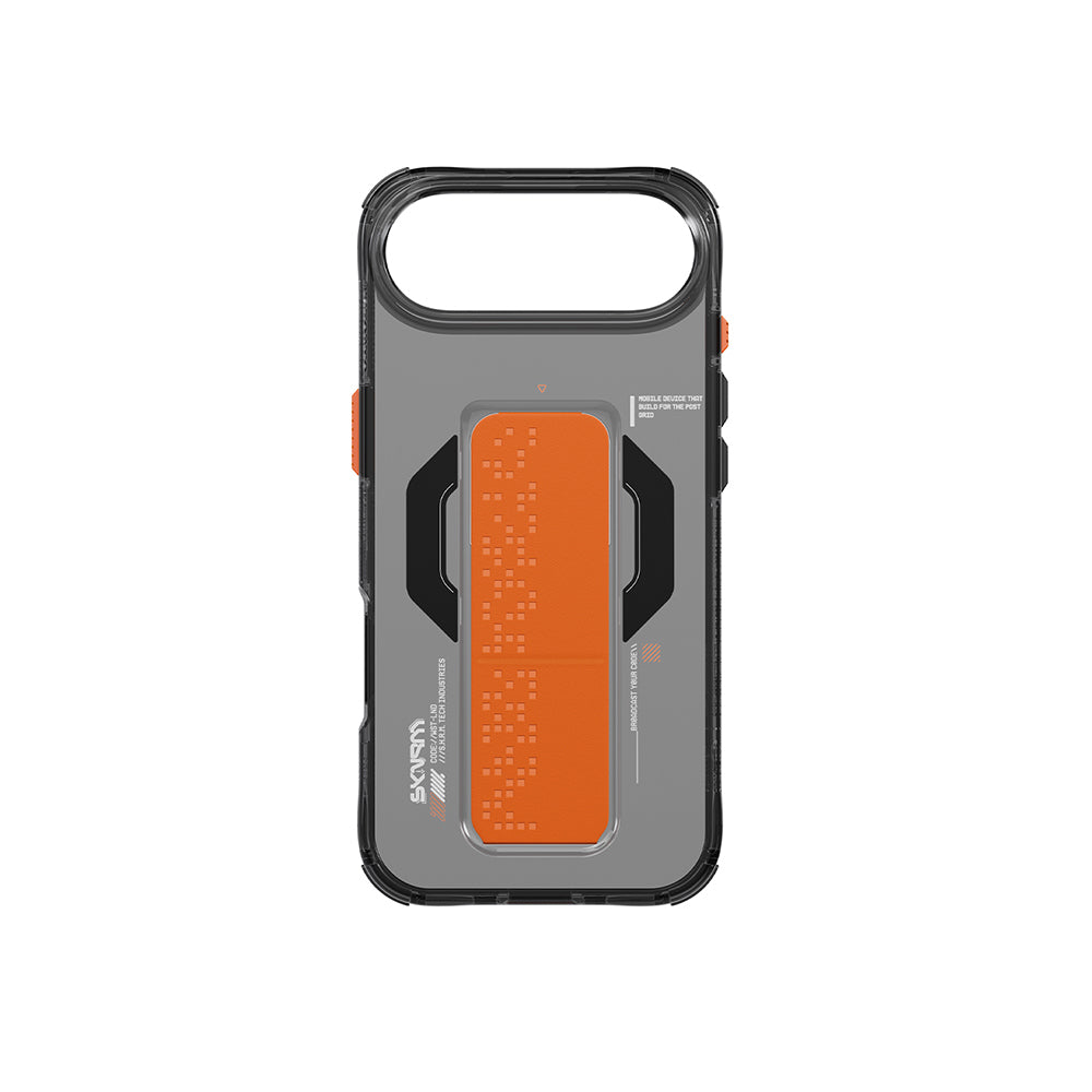 Apple iPhone 17 Air Kılıf M-Safe Şarj Özellikli Airbag Tasarımlı Standlı Skinarma Haxa Kapak Füme