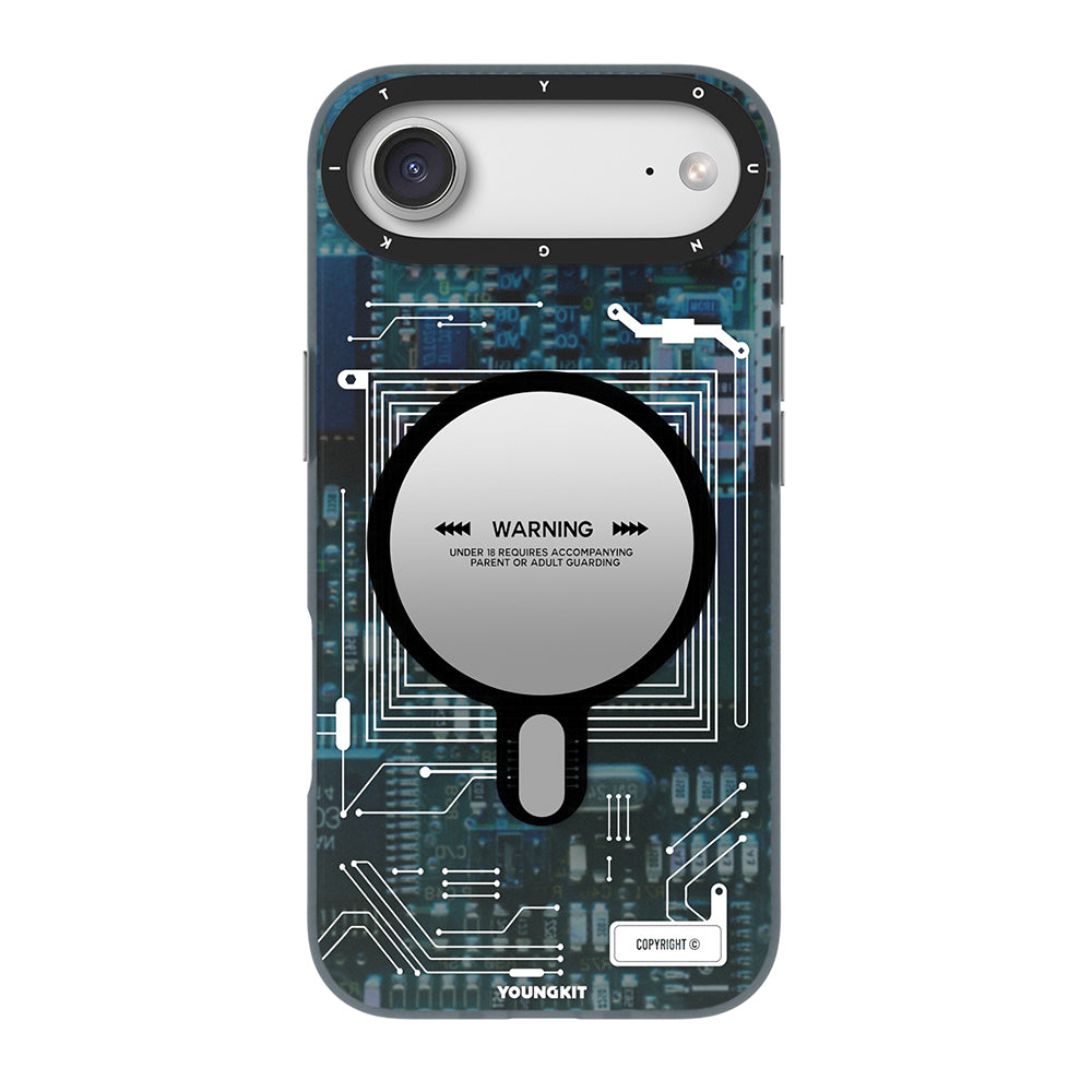 Apple iPhone 17 Air Kılıf M-safe Şarj Özellikli Kamera Denetim Butonlu Youngkit Technology Serisi Kapak Siyah