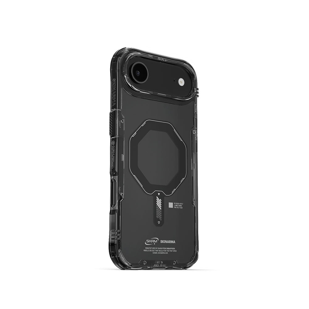 Apple iPhone 17 Air Kılıf M-safe Şarj Özellikli Şeffaf Airbag Tasarımlı Skinarma Saido Mag-Charge Kapak Siyah