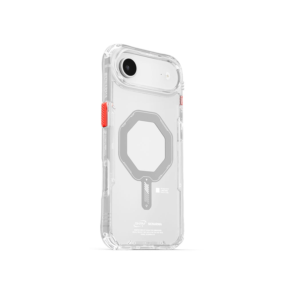 Apple iPhone 17 Air Kılıf M-safe Şarj Özellikli Şeffaf Airbag Tasarımlı Skinarma Saido Mag-Charge Kapak Şeffaf