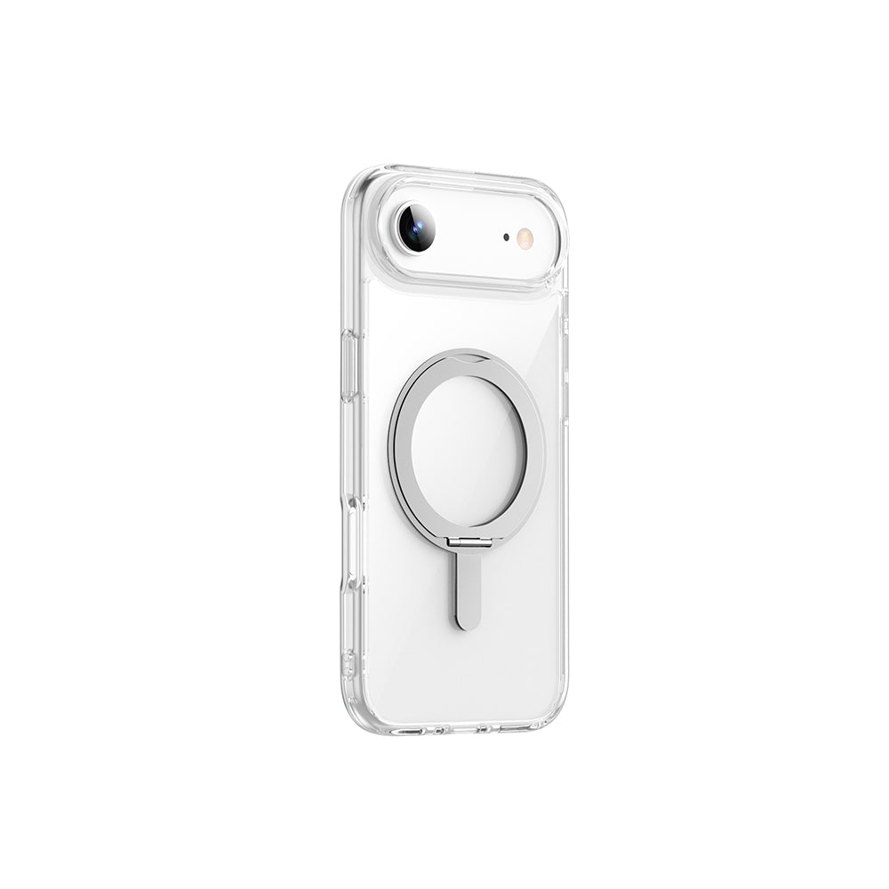 Apple iPhone 17 Air Kılıf M-safe Şarj Özellikli Wiwu MCC-201 iShield Ultra Serisi Standlı Crystal Sert PC Kapak Şeffaf