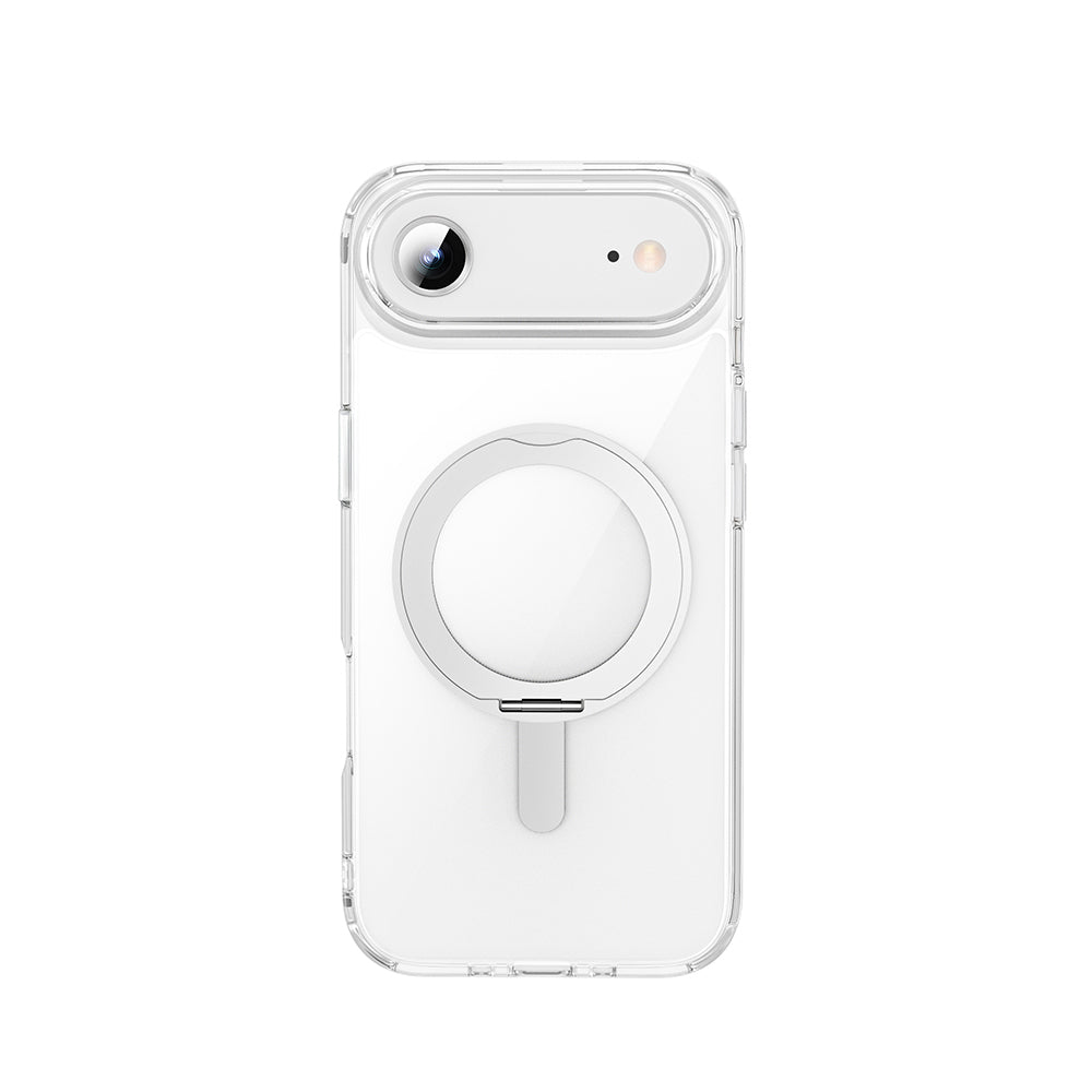 Apple iPhone 17 Air Kılıf M-safe Şarj Özellikli Wiwu MCC-201 iShield Ultra Serisi Standlı Crystal Sert PC Kapak Şeffaf