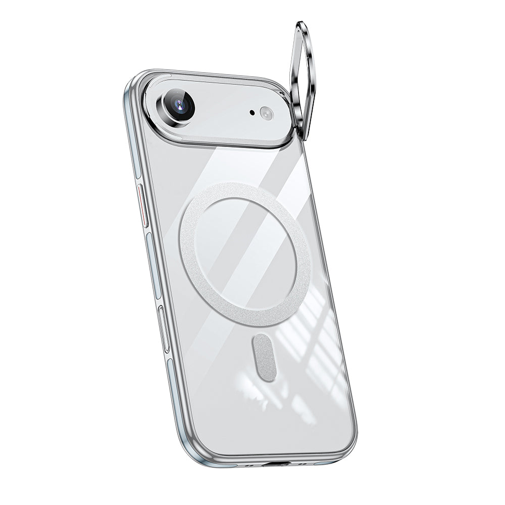 Apple iPhone 17 Air Kılıf M-safe Şarj Özellikli Wlons Standlı Efsane Kapak Gümüş