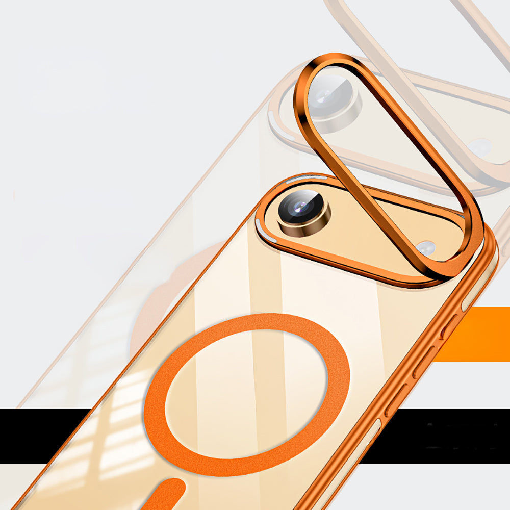 Apple iPhone 17 Air Kılıf M-safe Şarj Özellikli Wlons Standlı Efsane Kapak Turuncu