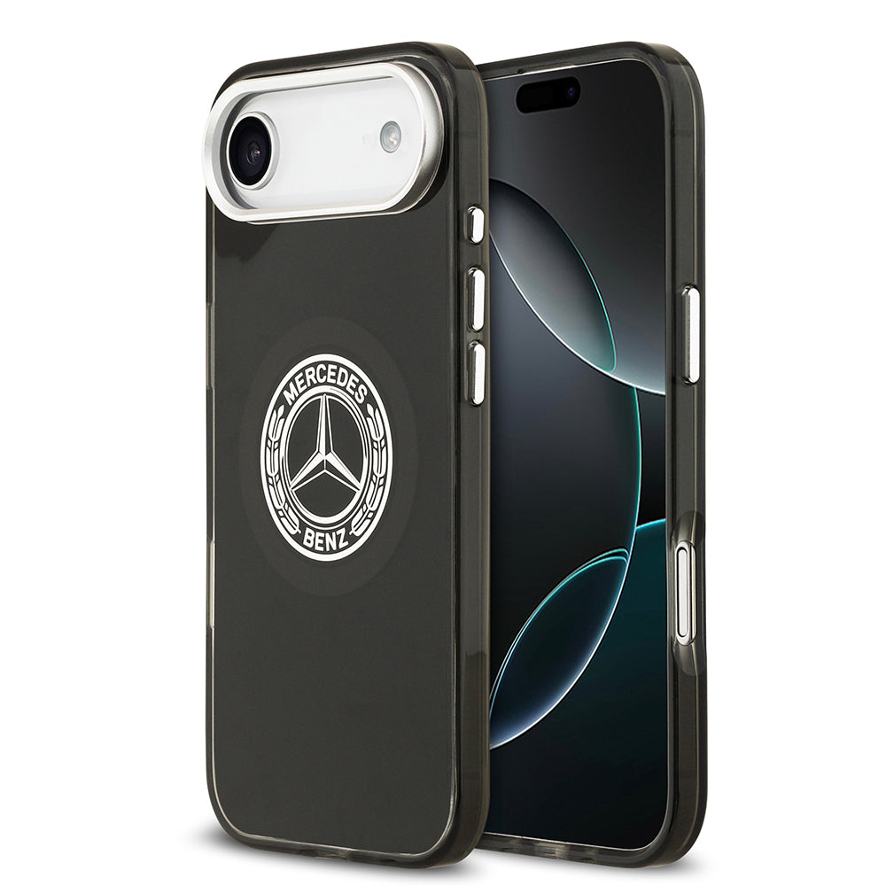 Apple iPhone 17 Air Kılıf Mercedes Benz Orjinal Lisanslı M-safe Şarj Özellikli Çift Katmanlı PC Nostaljik Yıldız Dizayn Kapak Siyah
