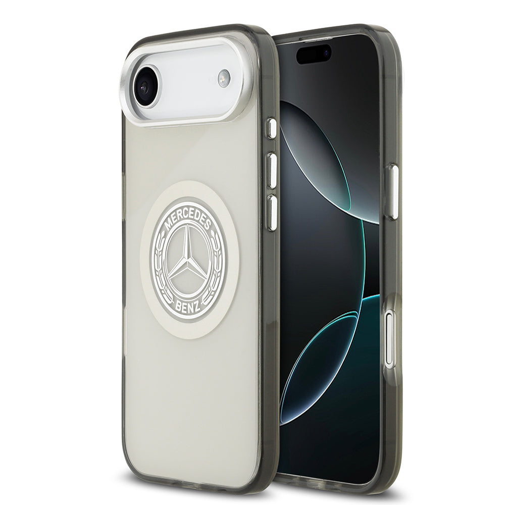 Apple iPhone 17 Air Kılıf Mercedes Benz Orjinal Lisanslı M-safe Şarj Özellikli Çift Katmanlı PC Nostaljik Yıldız Dizayn Kapak Gri