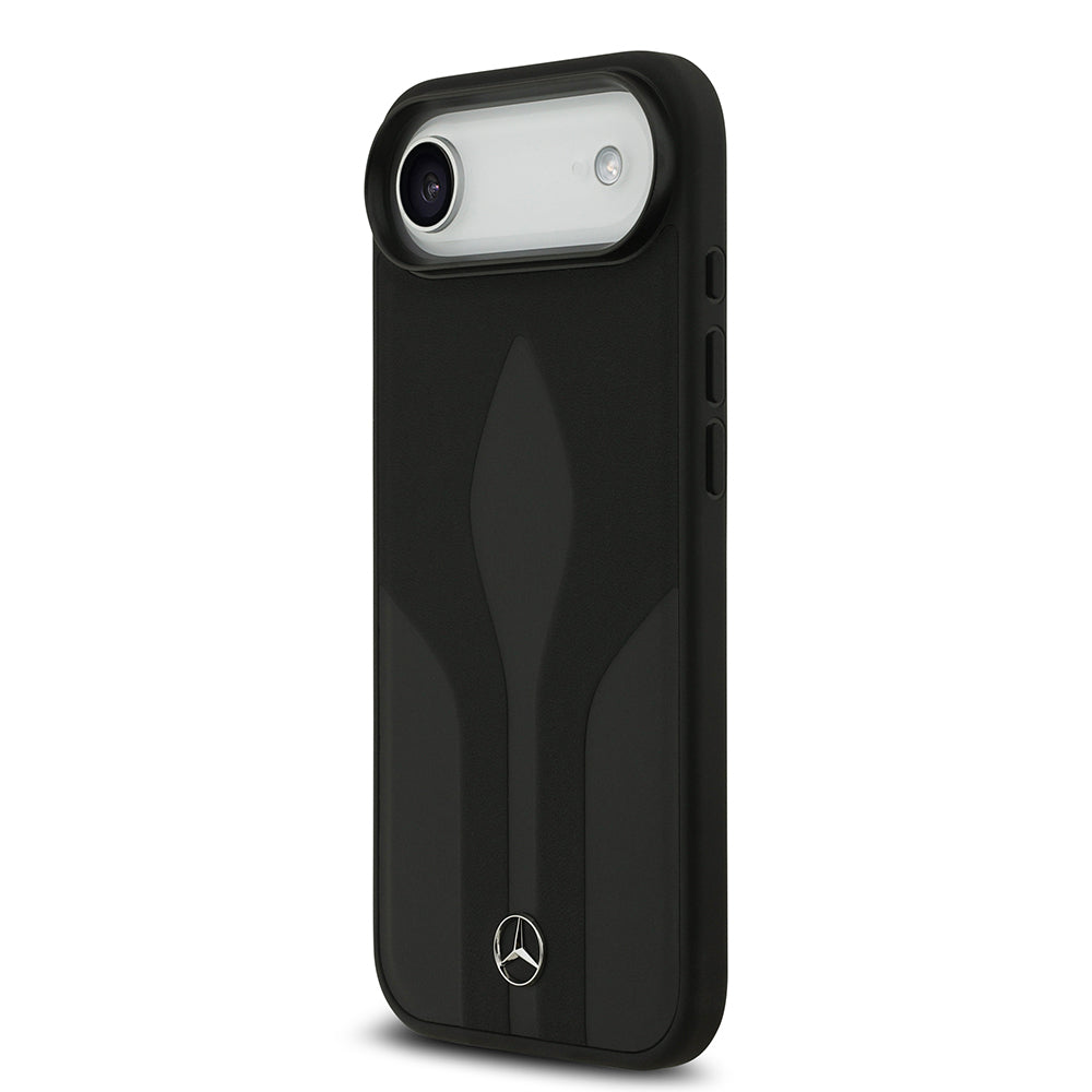 Apple iPhone 17 Air Kılıf Mercedes Benz Orjinal Lisanslı M-safe Şarj Özellikli Dokulu Desenli Deri Kapak Kahverengi