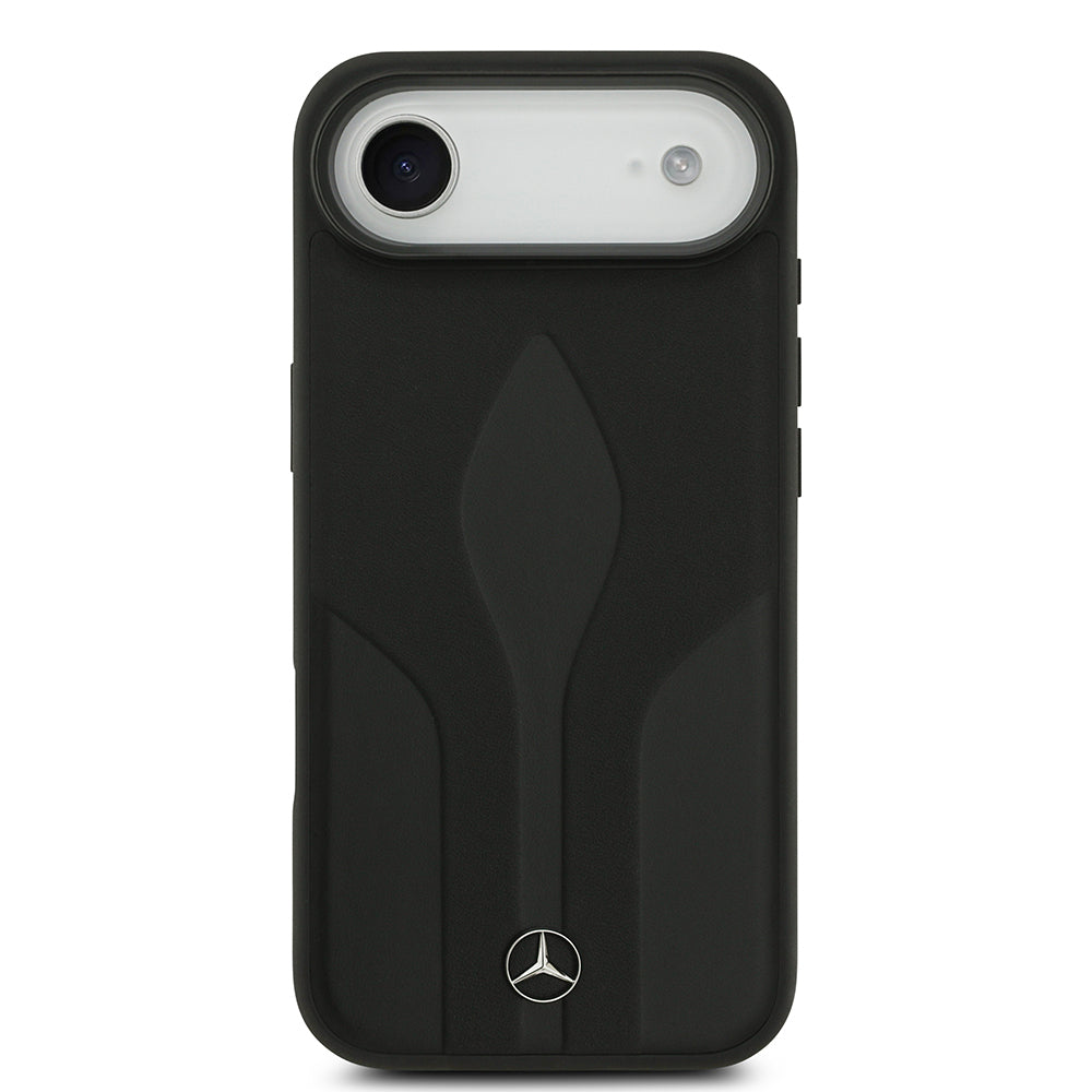 Apple iPhone 17 Air Kılıf Mercedes Benz Orjinal Lisanslı M-safe Şarj Özellikli Dokulu Desenli Deri Kapak Kahverengi