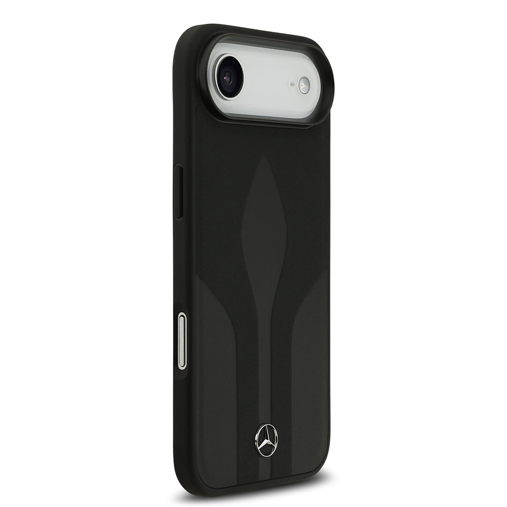 Apple iPhone 17 Air Kılıf Mercedes Benz Orjinal Lisanslı M-safe Şarj Özellikli Dokulu Desenli Deri Kapak Kahverengi