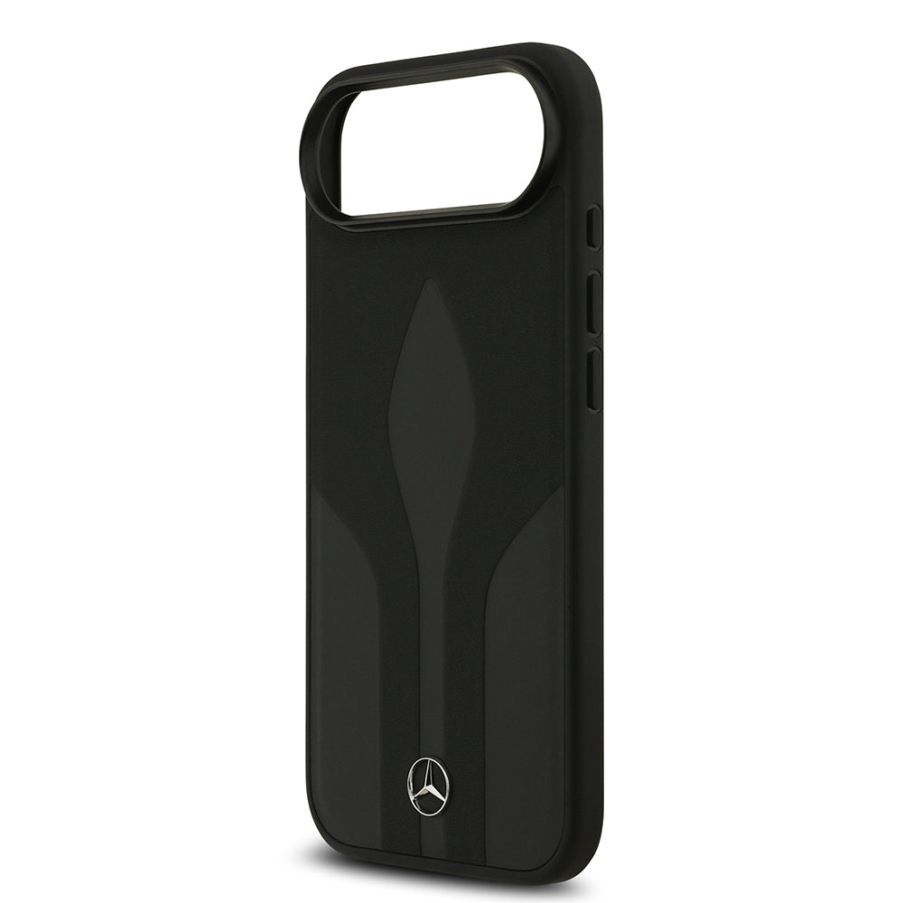 Apple iPhone 17 Air Kılıf Mercedes Benz Orjinal Lisanslı M-safe Şarj Özellikli Dokulu Desenli Deri Kapak Kahverengi