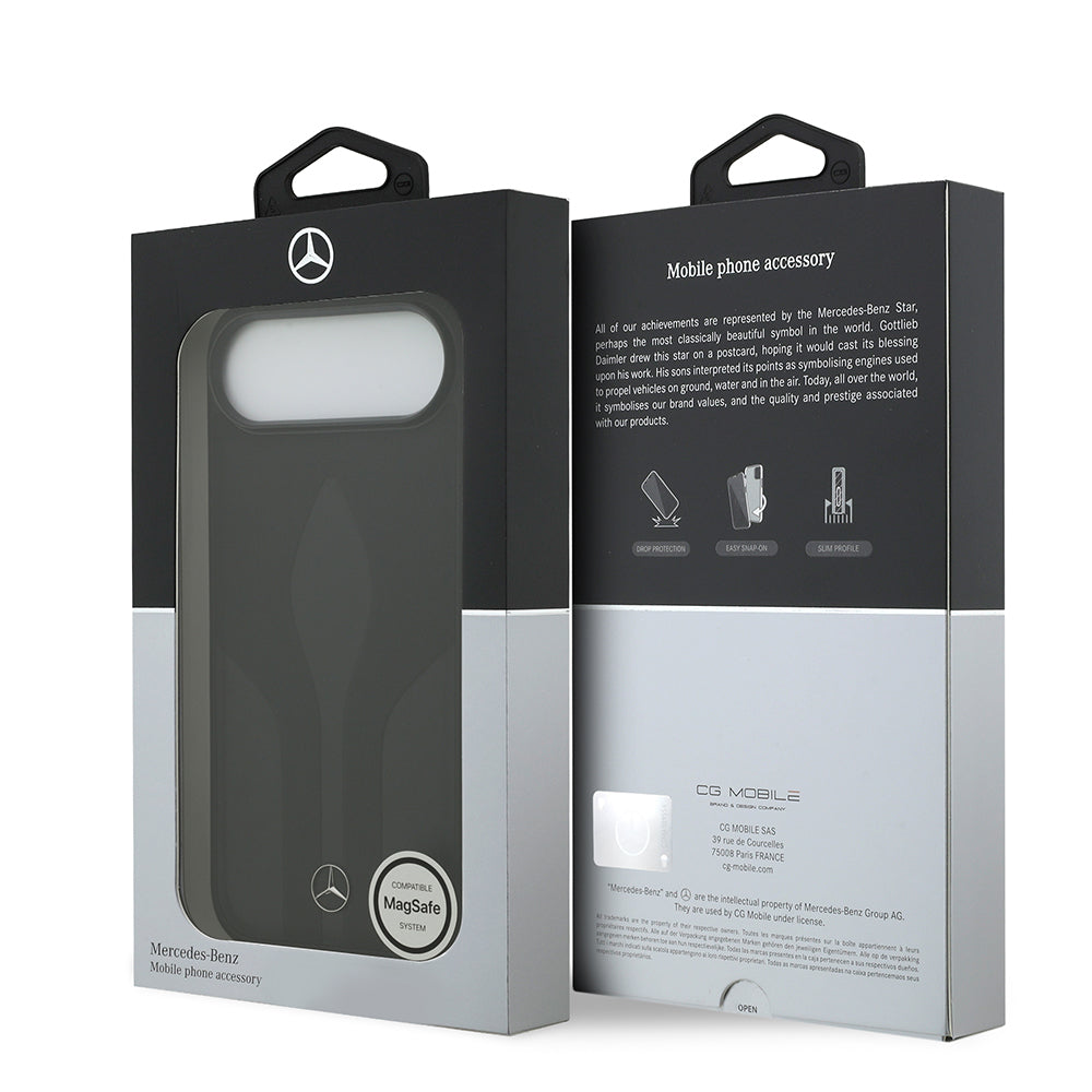Apple iPhone 17 Air Kılıf Mercedes Benz Orjinal Lisanslı M-safe Şarj Özellikli Dokulu Desenli Deri Kapak Kahverengi
