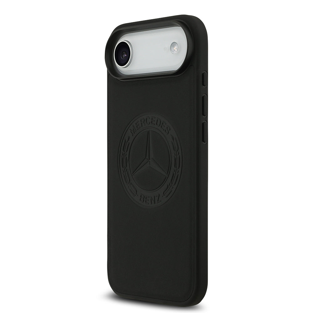 Apple iPhone 17 Air Kılıf Mercedes Benz Orjinal Lisanslı M-safe Şarj Özellikli Hakiki Deri Nostaljik Yıldız Dizayn Kapak Siyah