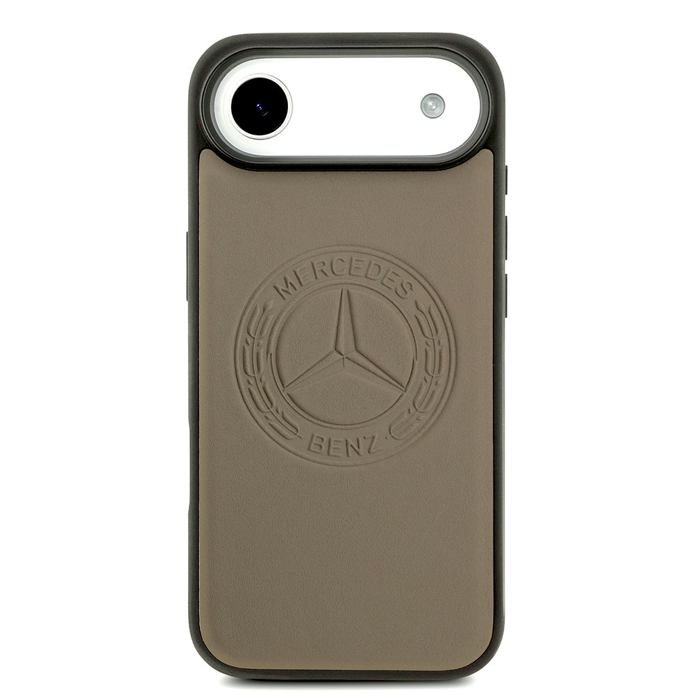 Apple iPhone 17 Air Kılıf Mercedes Benz Orjinal Lisanslı M-safe Şarj Özellikli Hakiki Deri Nostaljik Yıldız Dizayn Kapak Kahverengi