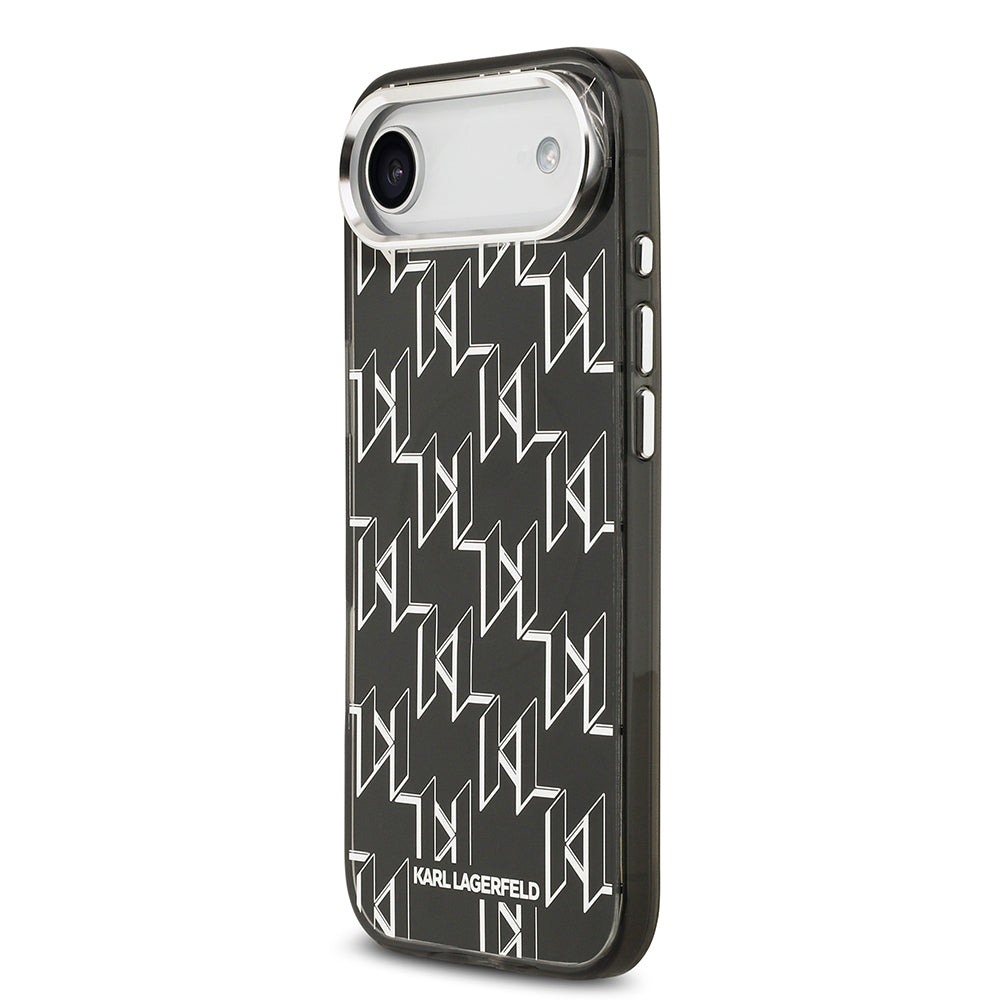 Apple iPhone 17 Air Kılıf Orjinal Lisanslı M-safe Şarj Özellikli Karl Lagerfeld IML Baskılı Monogram Dizayn Kapak Siyah
