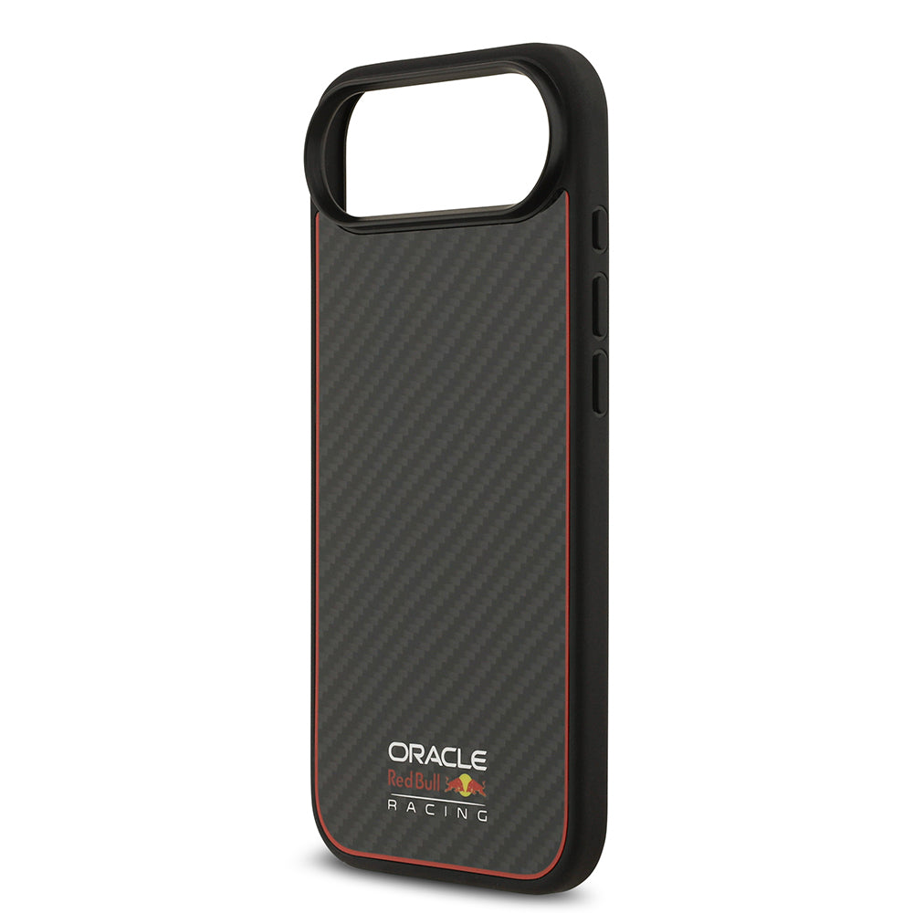 Apple iPhone 17 Air Kılıf Redbull Orjinal Lisanslı M-safe Şarj Özellikli Karbon Fiber Parlayan Logolu Kevlar Kapak Siyah